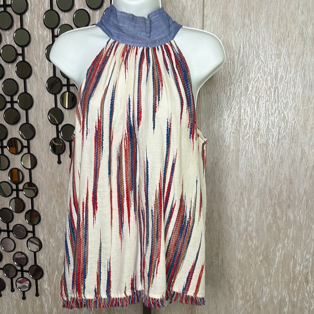THML Halter Neck Blouse - Blue, Red, Cream